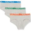 imageNautica Mens Classic Cotton Stretch Multipack BriefsHeather Grey  OrangePro BlueGreen Waistband
