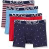 imageNautica Mens Cotton Stretch 4 Pack Boxer BriefsClear Skies BlueNautica RedMain StripeSail Print