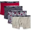 imageNautica Mens Cotton Stretch 4 Pack Boxer BriefsNautica RedHeather GreyPin StripeBold Anchor