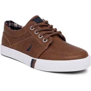 imageNautica Kids Boys LaceUp Fashion Sneakers LowTop Dress Shoes for Youth  Big KidLittle KidTanchestnut