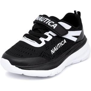 imageNautica Kids Fashion Sneaker Athletic Running Shoe with One Strap Boys  GirlsToddlerLittle KidBlack Whitemorris