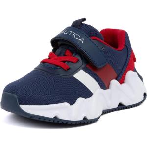 imageNautica Kids Fashion Sneaker Athletic Running Shoe with One Strap Boys  GirlsToddlerLittle KidNavy Redmanalapin