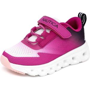 imageNautica Kids Fashion Sneaker Athletic Running Shoe with One Strap Boys  GirlsToddlerLittle KidWhite Fushia Peach