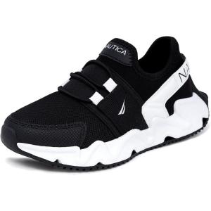 imageNautica Kids Running Sneakers  Comfortable Shoes for Boys and Girls  Sizes for Big ampamp Little Kids LaceUpBungee ManalapinBlack Whitemikyle