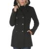 imageNautica Womens Soft Wool Blend Peacoat  Double Breasted Winter Coat with Detachable HoodBlack
