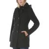 imageNautica Womens Soft Wool Blend Peacoat  Double Breasted Winter Coat with Detachable HoodBlack