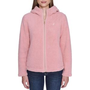 imageNautica Womens Solid Sherpa Zipup Hoodie JacketBridal Rose