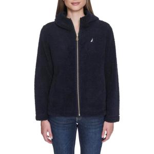 imageNautica Womens Solid Sherpa Zipup Hoodie JacketNight Sky