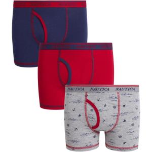 imageNautica Boys Boxer Briefs  36 Pack Comfort Stretch Cotton Kids Underwear Boxers for Boys with Contour Pouch Sizes 618Grey PrintRedPatriot Blue 3pk