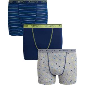 imageNautica Boys Stretch Performance Boxer Briefs 36 Pack  Breathable Underwear for Boys 618Flag Icon PrintDeep NavyStripe3pk