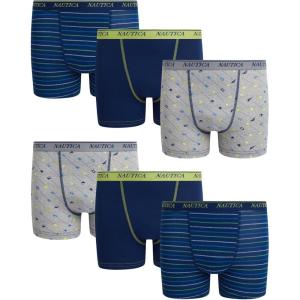 imageNautica Boys Stretch Performance Boxer Briefs 36 Pack  Breathable Underwear for Boys 618Flag Icon PrintDeep NavyStripe6pk