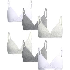 imageNautica Girls Training Bra  4 Pack6 Pack ACup Ribbed Molded Starter Bras for Teens with Adjustable Strap Sizes 30A36ALight Bleach HeatherWhiteMedium Grey Heather 6pk Molded