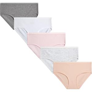 imageNautica Girls Underwear Briefs  5 Pack Comfort Stretch MidWaist Breathable Cotton Underwear Panties for Girls 412Pink FrostWhitePale PeachLight Bleach HeatherGrey Heather