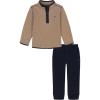 imageNautica babyboys 2 Pc 12 Zip and Fleece Pant SetAppa Tan HeatherNavy Blazer