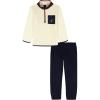 imageNautica babyboys 2 Pc Sherpa Top and Pant SetTurtledoveNavy Blazer