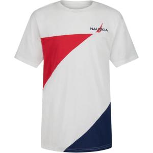 imageNautica Boys Short Sleeve Fashion Crew Neck TShirt Soft Comfortable Relaxed FitPieced Bright White