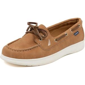 imageNautica Womens Casual Boat Shoes MocToe Loafers with Cushioned Insole Deck Fashion SneakerTan