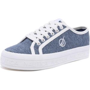 imageNautica Womens LaceUp Fashion Sneakers  LowTop Casual Walking ampamp Tennis Shoes with Platform or Regular HeelNavylancelot