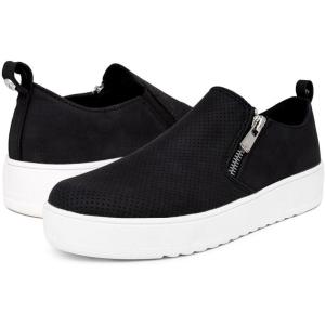 imageNautica Womens SlipOn Fashion Sneakers with Side Zipper  Comfortable LowTop Walking Shoes for Casual Everyday WearBlack