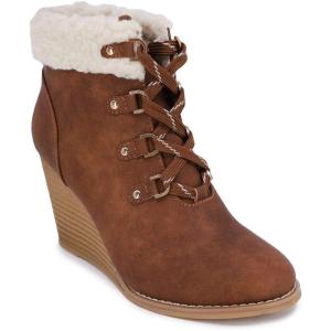 imageNautica Womens Wedge Boot  Casual Fashion High Heel SlipOn Ankle BootiesTan Galva
