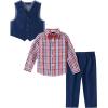 imageNautica Boys 4Piece Formal Suit Set with Vest Pants Collared Dress Shirt and TieBright Blue