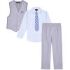 imageNautica Boys 4Piece Formal Suit Set with Vest Pants Collared Dress Shirt and TieGrey Mouse