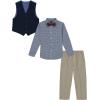 imageNautica Boys 4Piece Formal Suit Set with Vest Pants Collared Dress Shirt and TieKhaki