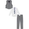 imageNautica Boys 4Piece Formal Suit Set with Vest Pants Collared Dress Shirt and TieLight Grey Deco Sharkskin