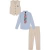 imageNautica Boys 4Piece Formal Suit Set with Vest Pants Collared Dress Shirt and TieSilvered Birch Linen