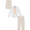 imageNautica Boys 4Piece Formal Suit Set with Vest Pants Collared Dress Shirt and TieSilvered Birch Windowpane