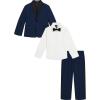 imageNautica Boys 4Piece Tuxedo Set with Dress Shirt Bow Tie Jacket and PantsBlue Tuxedo