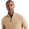 imageNautica Mens Navtech QuarterZip SweaterTextured Camel Heather
