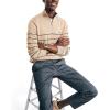 imageNautica Mens Navtech Striped QuarterZip SweaterCoastal Camel Heather