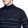imageNautica Mens Navtech Striped QuarterZip SweaterNavy Seas