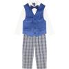imageNautica Boys 4Piece Formal Suit Set with Vest Pants Collared Dress Shirt and TieBlue Velvet