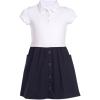 imageNautica Girls School Uniform Short Sleeve Polo DressWhiteNavy Poplin