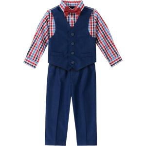 imageNautica Boys 4Piece Formal Suit Set with Vest Pants Collared Dress Shirt and TieBright Blue