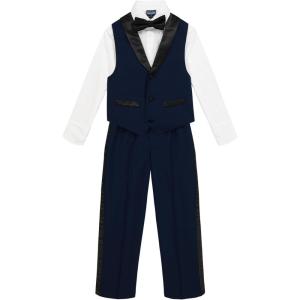 imageNautica Boys 4Piece Formal Suit Set with Vest Pants Collared Dress Shirt and TieBright Blue Tuxedo