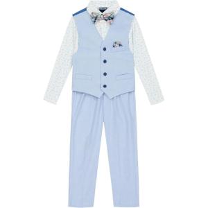 imageNautica Boys 4Piece Formal Suit Set with Vest Pants Collared Dress Shirt and TieEnglish Blue