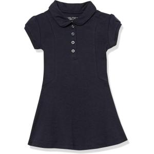 imageNautica Girls School Uniform Short Sleeve Polo DressNavyPrincess Seam