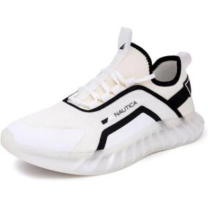 imageNautica Mens Casual Fashion Sneakers  Lightweight LaceUp Athletic Walking Shoes for Gym ampamp Tennis ComfortableWhiteBlack