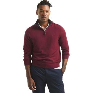 imageNautica Mens Navtech QuarterZip SweaterZinfandel