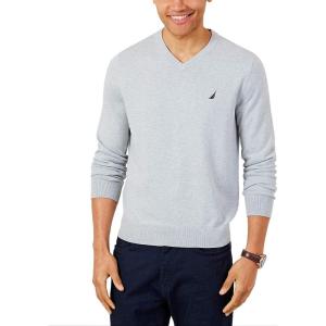 imageNautica Mens Navtech VNeck SweaterGrey Heather