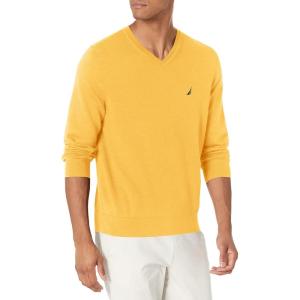 imageNautica Mens Navtech VNeck SweaterOchre Beach Heather