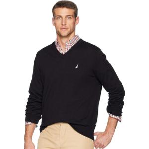 imageNautica Mens Navtech VNeck SweaterTrue Black