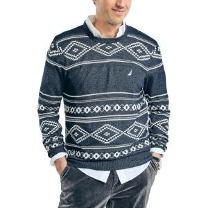 imageNautica Mens Sustainably Crafted Fair Isle Crewneck SweaterNavy Seas
