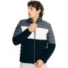 imageNautica Mens Reversible Quilted Puffer Jacket Midweight Mechanical Stretch Winter CoatGrey  Black X White