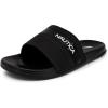 imageNautica Mens Open Toe Slide Sandals  Comfortable Indoor ampamp Outdoor Shower SlippersBlack Fitz