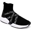 imageNautica Mens SlipOn Sneaker High Top Socks Shoes with Ankle Support  Comfortable ampamp Breathable LaceUp Gym Walking Running ShoesPatrikoblack White