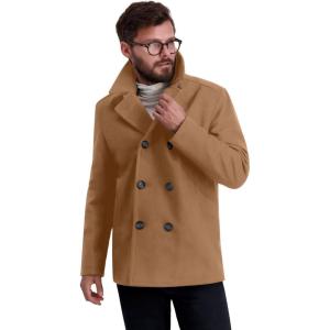 imageNautica Mens Classic Double Breasted PeacoatCamel